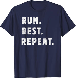 Stylish Run Rest Repeat Running T-Shirt - T-Shirt | Navy