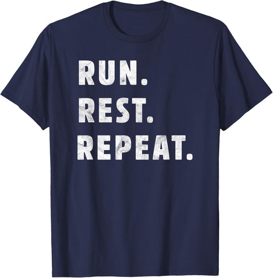 Stylish Run Rest Repeat Running T-Shirt - T-Shirt | Navy