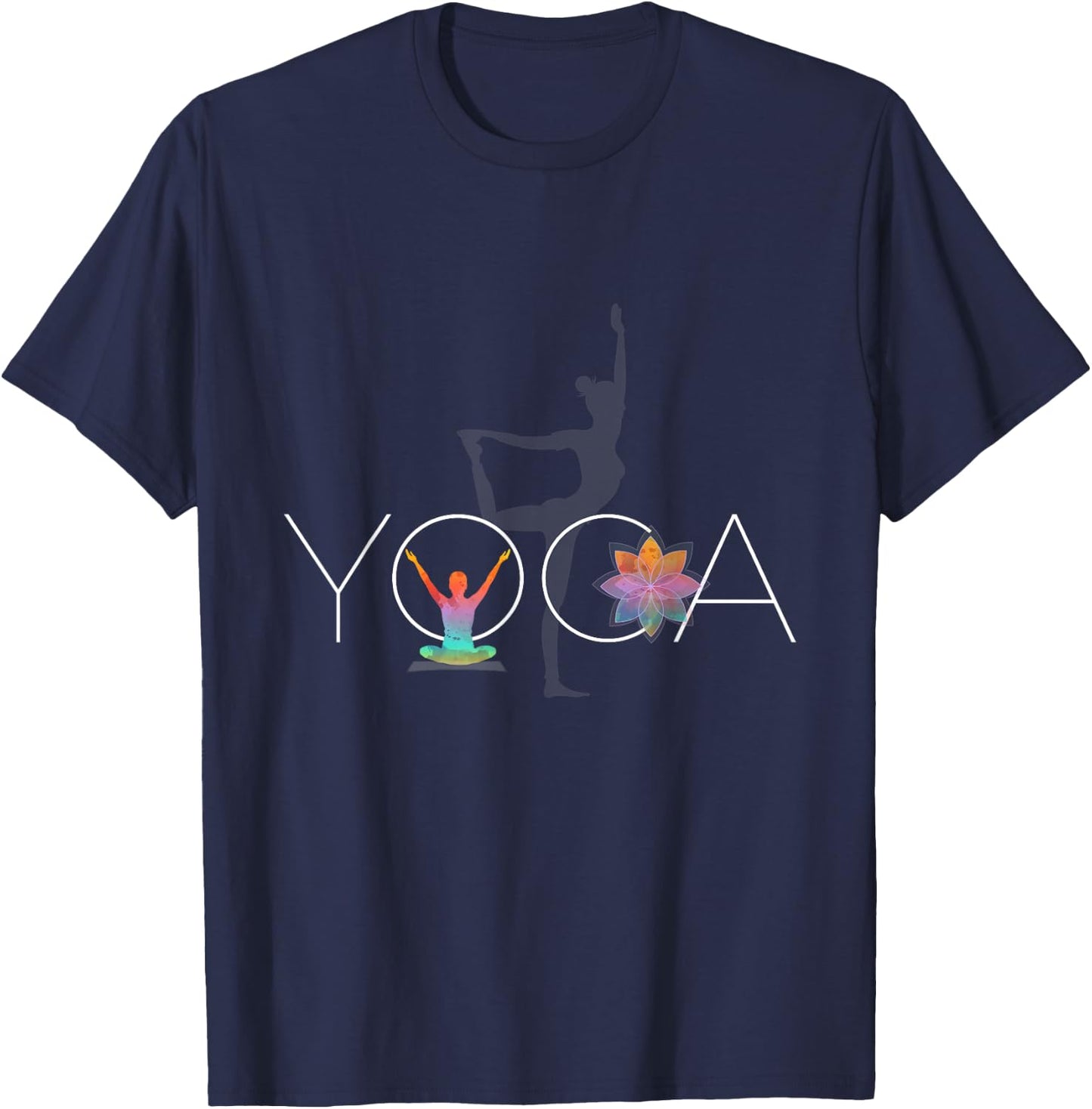 Yoga Meditation and Lotus Flower Relaxing Yogis T-Shirt - T-Shirt | Navy