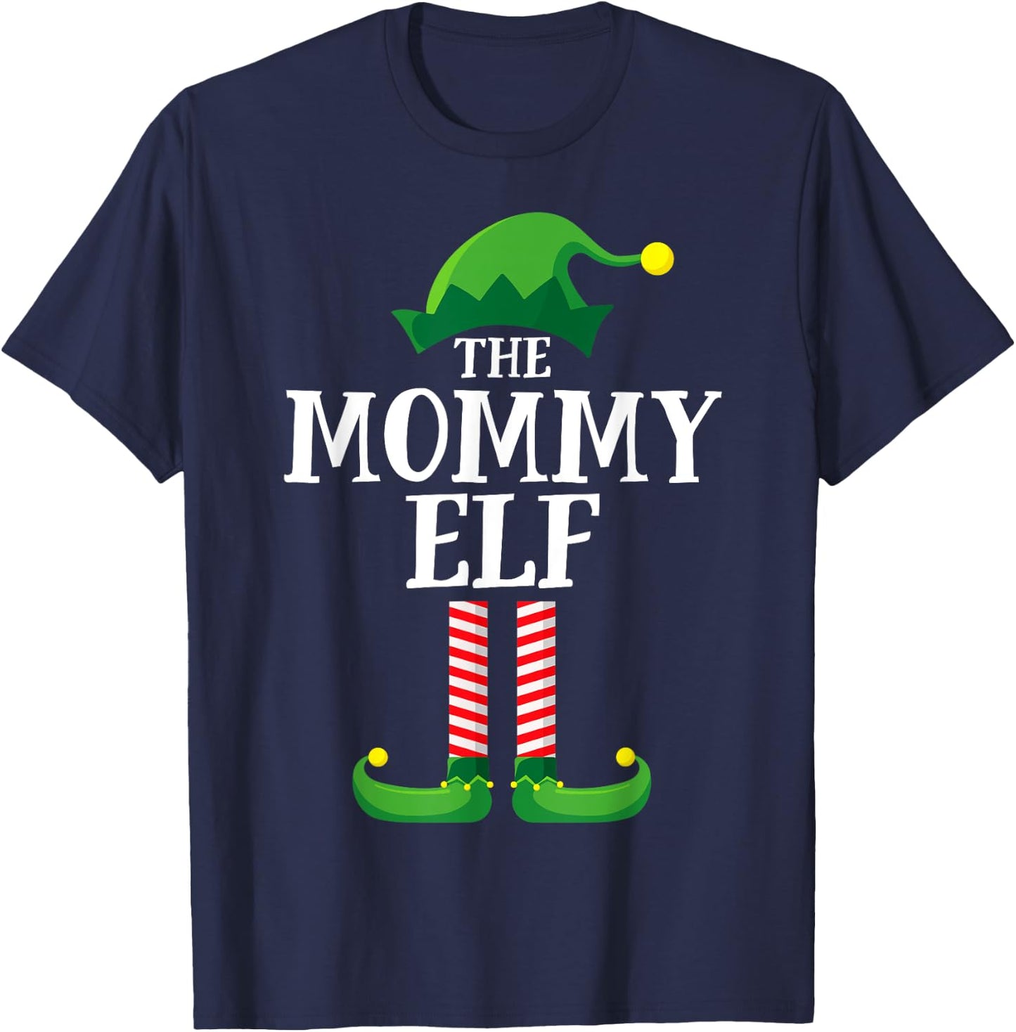 Mommy Elf Matching Family Group Christmas Party Pyjamas T-Shirt - T-Shirt | Navy