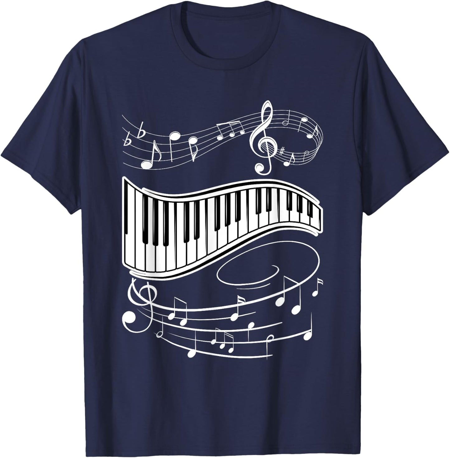 Pianist Music Notes Treble Clef Piano Player Keyboard Piano T-Shirt - T-Shirt | Navy