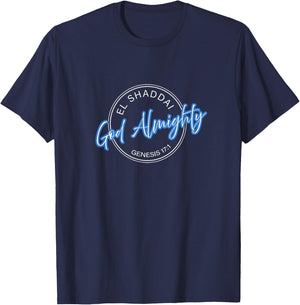 El Shaddai, Almighty God, Men, Women and Youth T-Shirt - T-Shirt | Navy