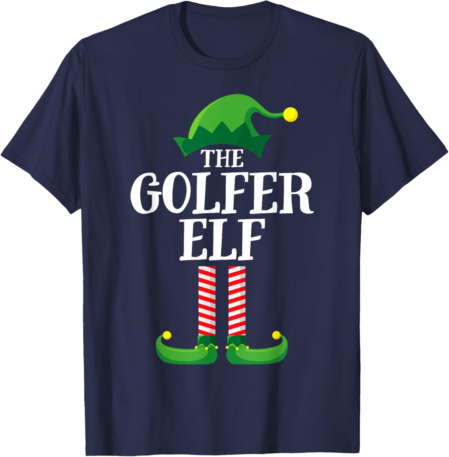 Golfer Elf Matching Family Group Christmas Party T-Shirt - T-Shirt | Navy