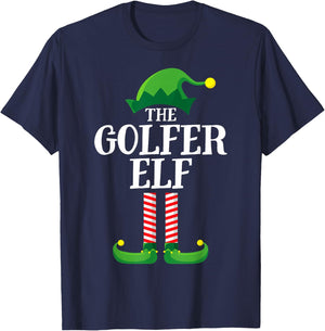 Golfer Elf Matching Family Group Christmas Party T-Shirt - T-Shirt | Navy