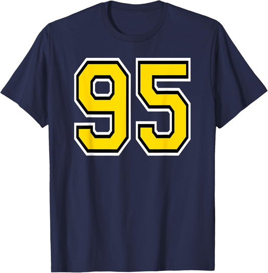Number 95 in Yellow White Black T-Shirt - T-Shirt | Navy