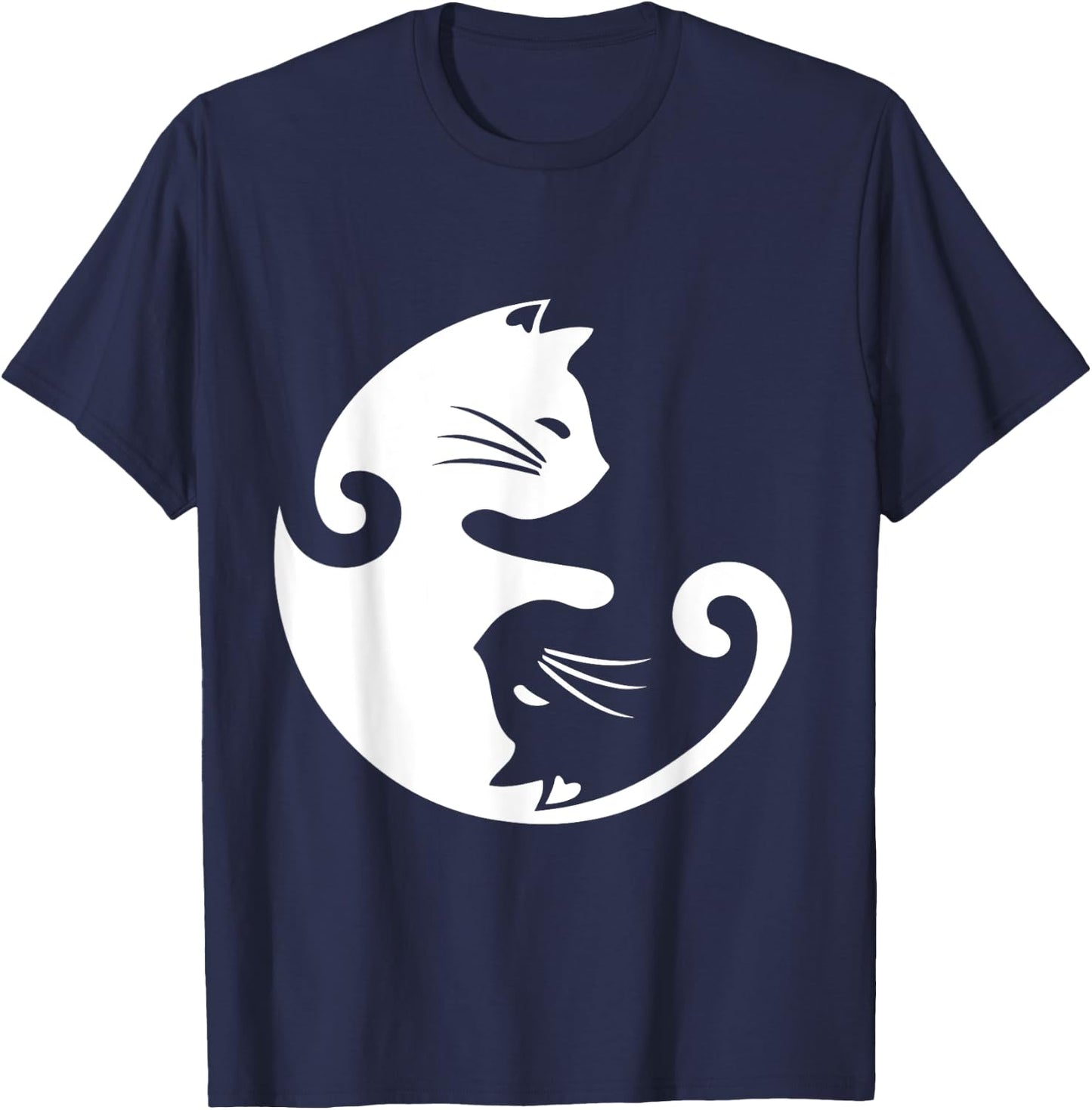 Cat Ying Yang Shirt Spirituality Meditation Yoga Gift Men Women Girls Kids T-Shirt - T-Shirt | Navy