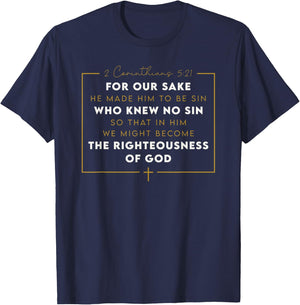 2 Corinthians 5:21 Christian Bible Verse Jesus Christ T-Shirt - T-Shirt | Navy