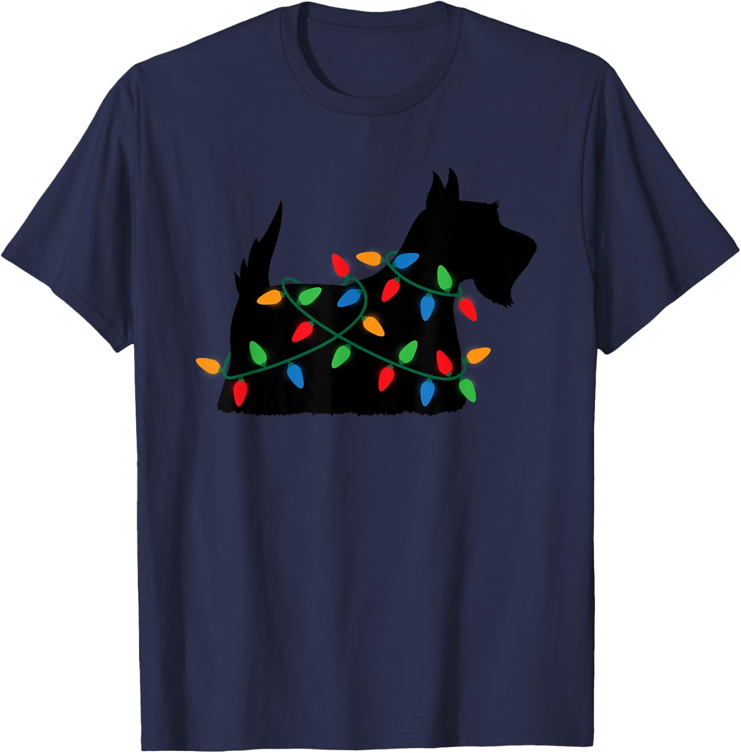 Christmas Lights Scottish Terrier Scottie Dog Lover Gift T-Shirt - T-Shirt | Navy