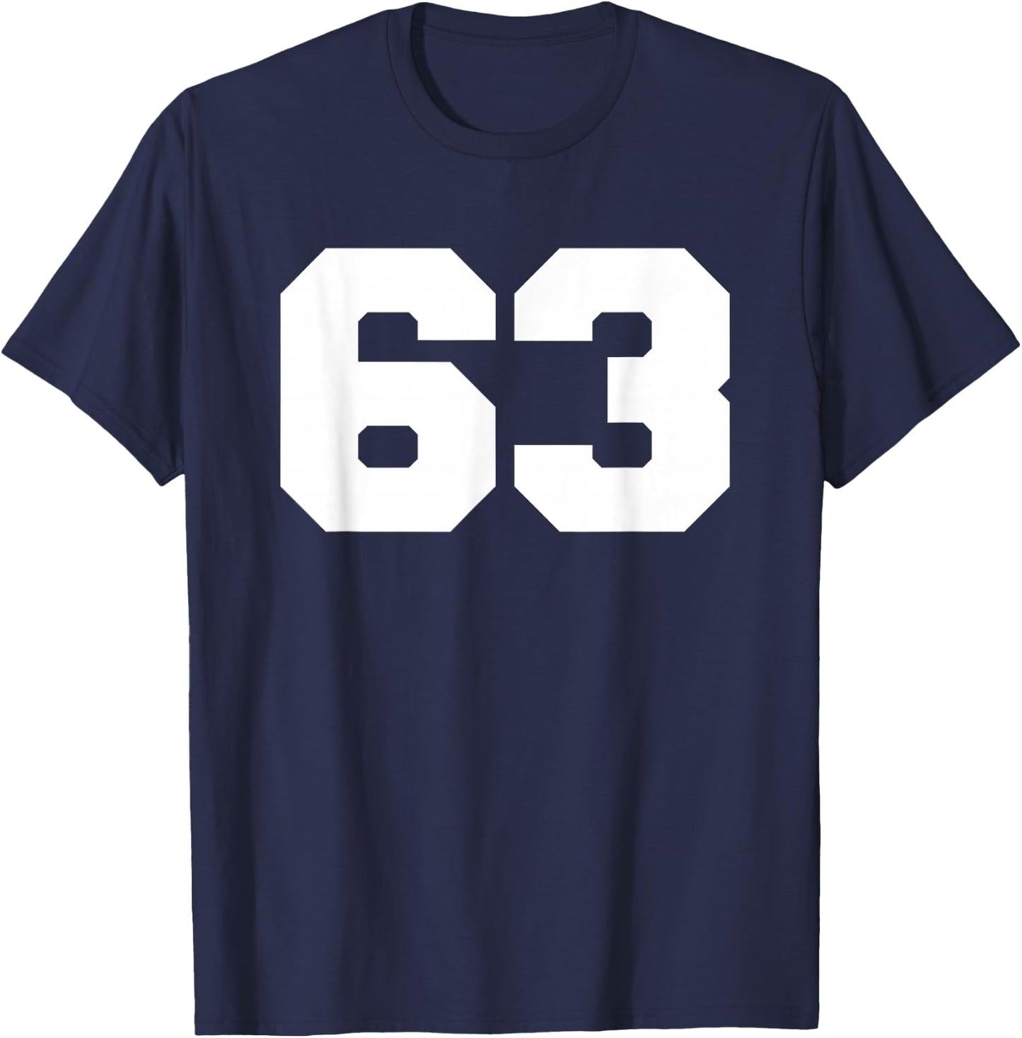 Number 63 Sports Jersey Player #63 Fan FRONT Print Varsity T-Shirt - T-Shirt | Navy
