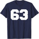 Number 63 Sports Jersey Player #63 Fan FRONT Print Varsity T-Shirt - T-Shirt | Navy