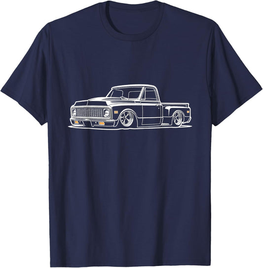 70-72 C10 Stepside Classic Silhouette C10 Truck Old School T-Shirt - T-Shirt | Navy