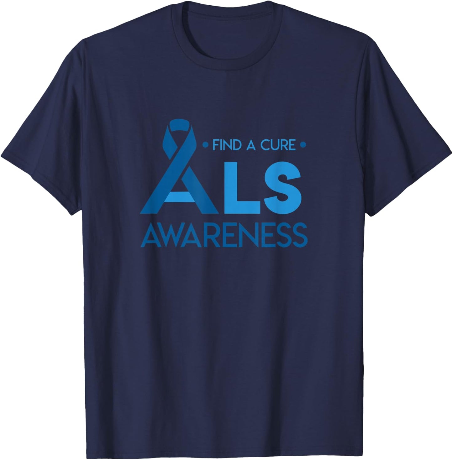 for ALS Awareness in May Blue Ribbon Shirt T-Shirt - T-Shirt | Navy