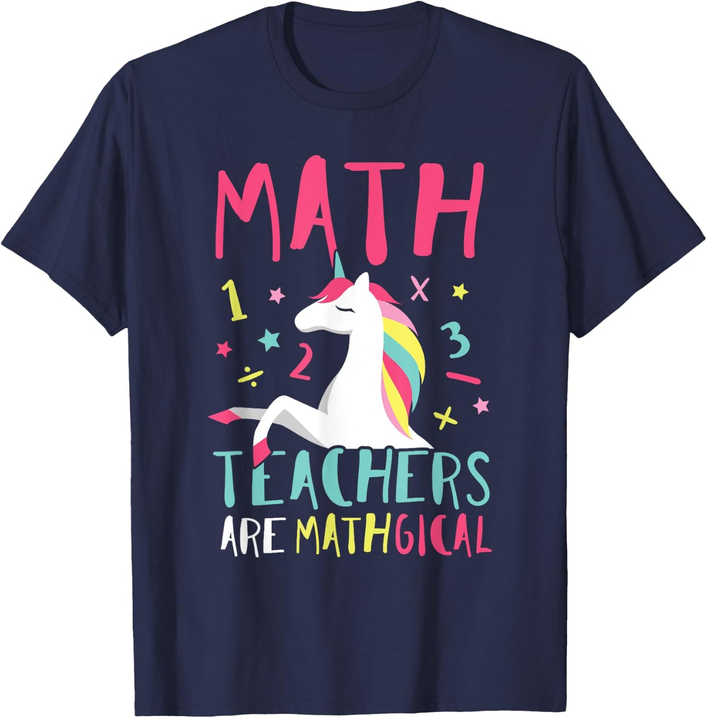 Unicorn Funny Math Teacher Top Women Girls Kids T-Shirt - T-Shirt | Navy