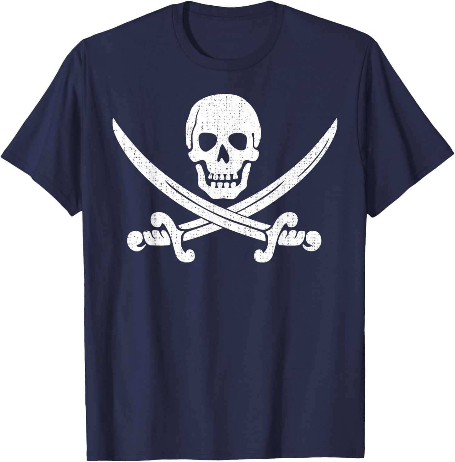 Skull Crossed Pirate Sword T-Shirt - T-Shirt | Navy