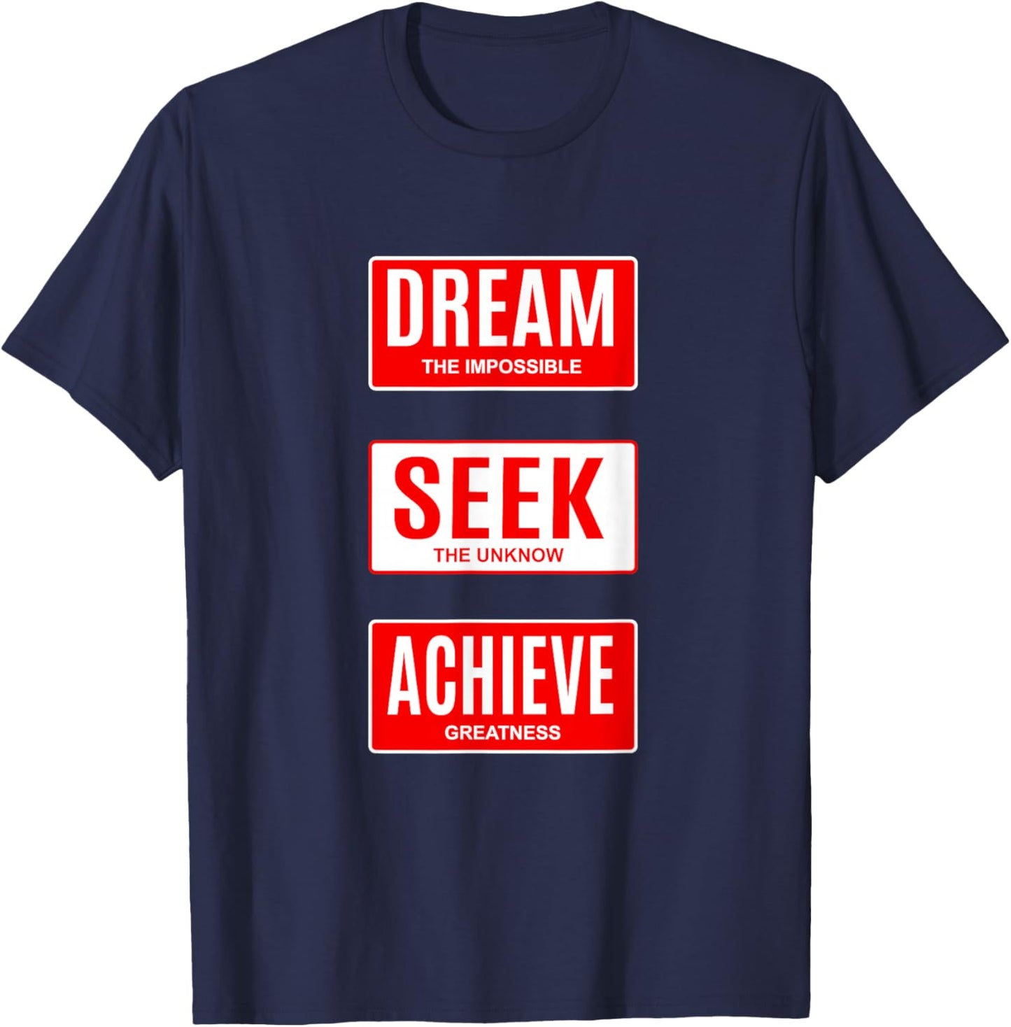 Red Dream Seek Achieve Red Graphic T-Shirt - T-Shirt | Navy