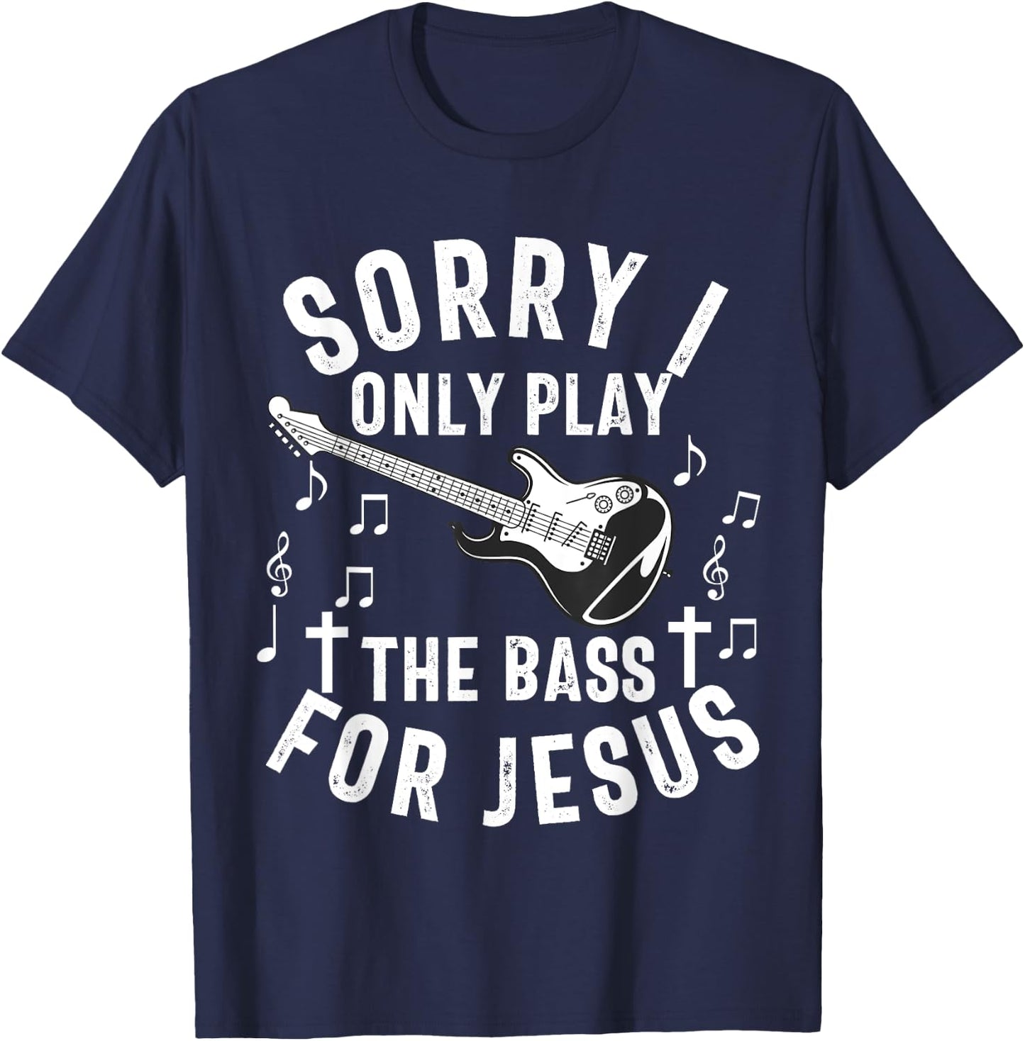 Christian Bass Guitar Player Worship Jesus Bassist Music T-Shirt - T-Shirt | Navy