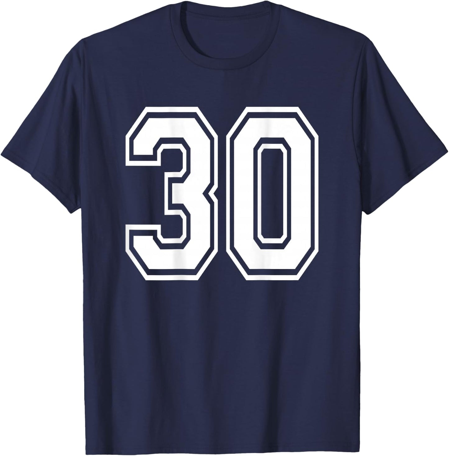Number 30 Sports Player Number BACK Of Shirt Only T-Shirt - T-Shirt | Navy