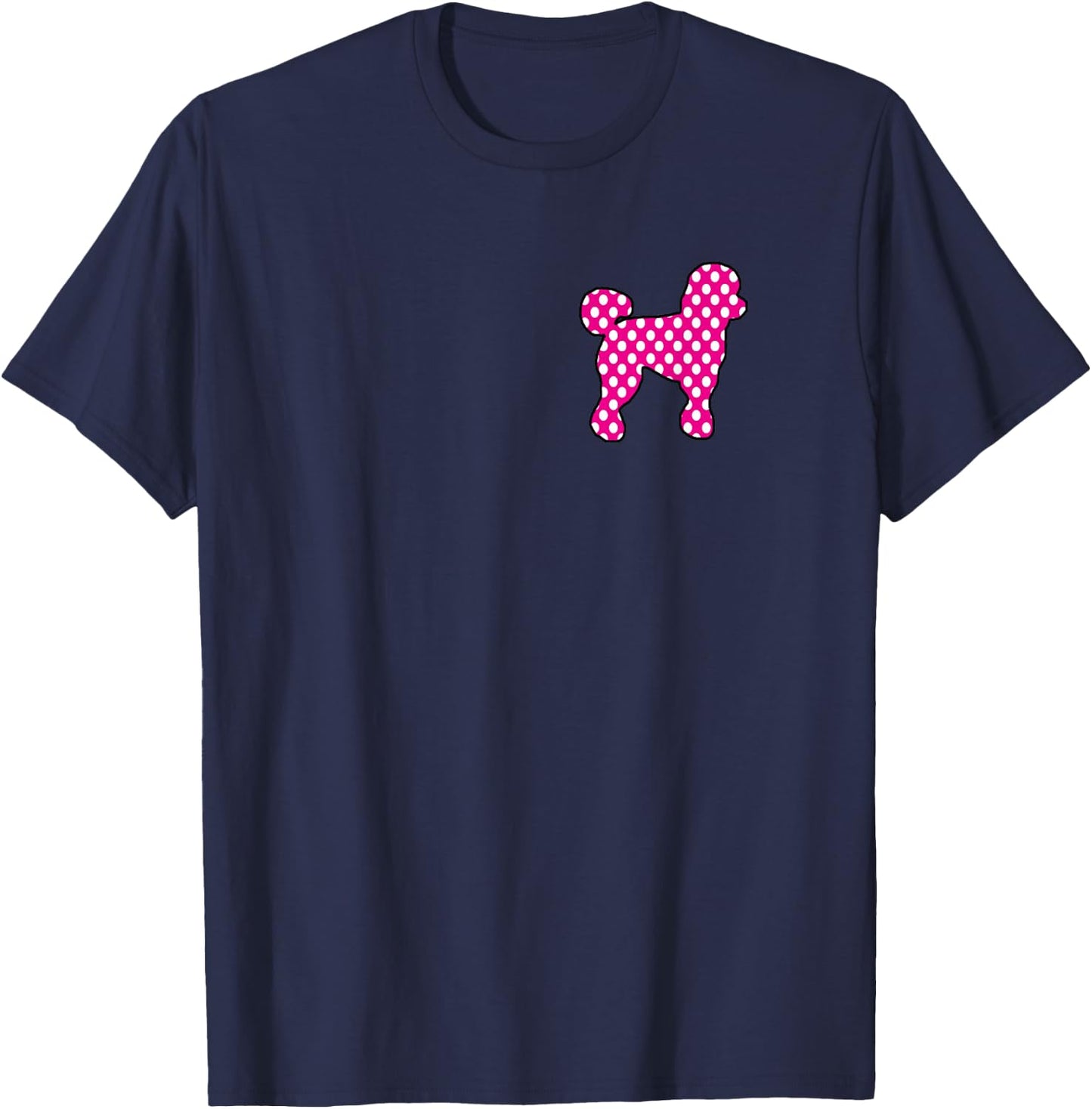 Pink And White Polka Dot Poodle 50s Sock Hop Dance Retro T-Shirt - T-Shirt | Navy