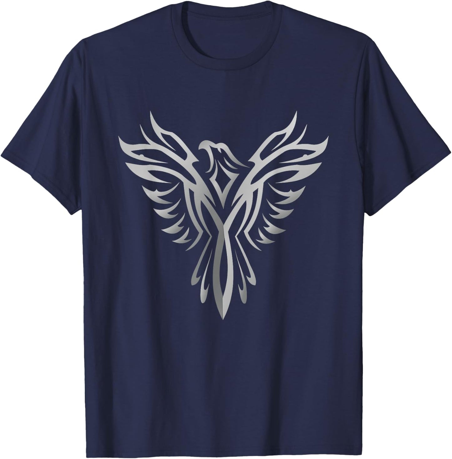 Phoenix , Silver Animal Graphic Art Design Shirt T-Shirt - T-Shirt | Navy