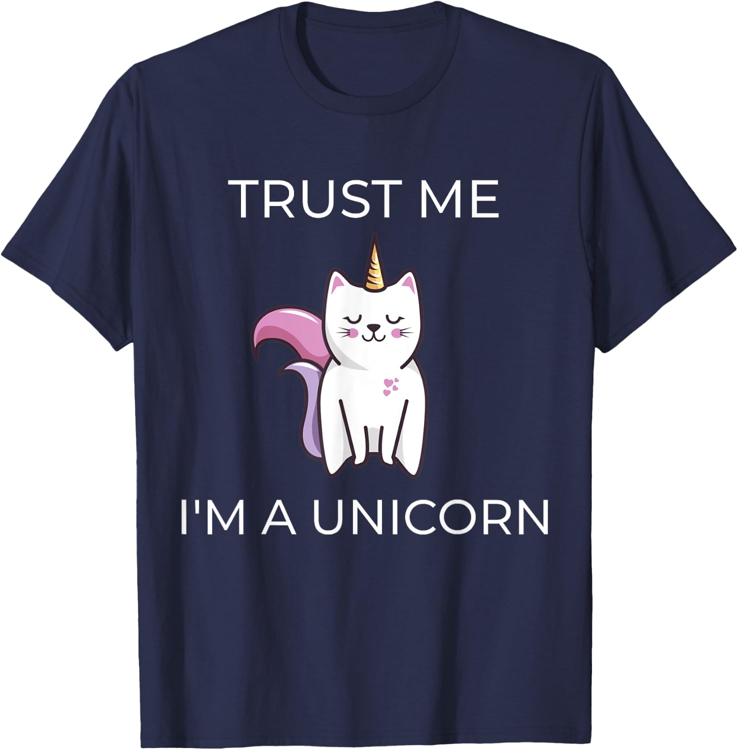 Caticorn T shirt Cat Unicorn Meowgical Kittycorn Shirt T-Shirt - T-Shirt | Navy