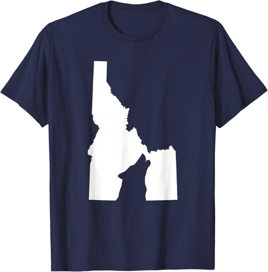 Idaho State Gray Wolf Outdoor Sports Hunting Shirt T-Shirt - T-Shirt | Navy