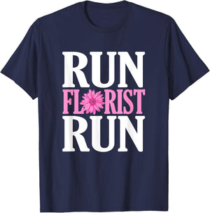 Run Florist Run Parody | Funny Florist and Flower Lover T-Shirt - T-Shirt | Navy