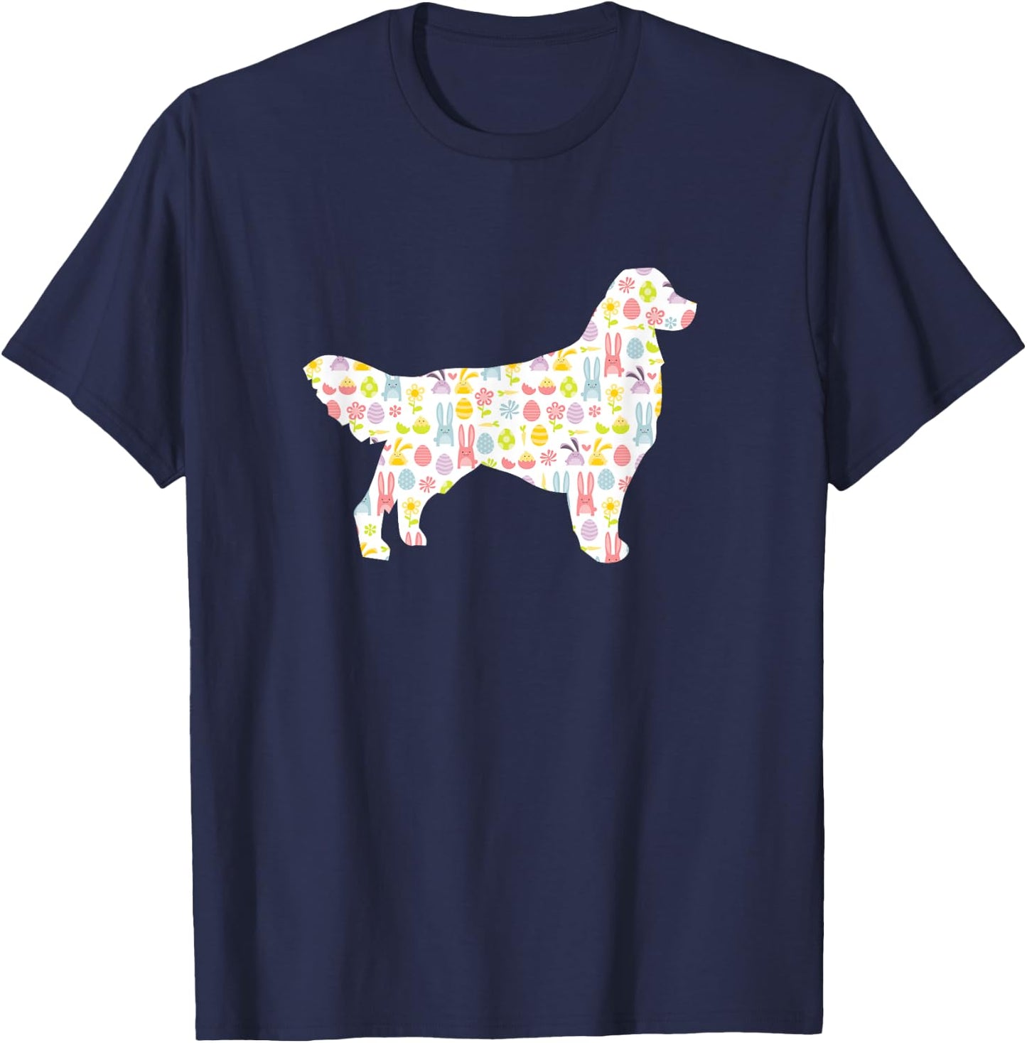 Golden Retriever Easter Bunny Dog Silhouette T-Shirt - T-Shirt | Navy