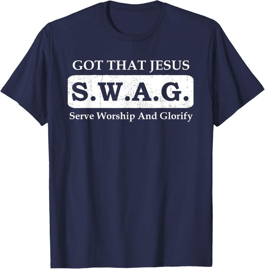 Christian Religious Faith T Shirt Got That Jesus SWAG T-Shirt - T-Shirt | Navy
