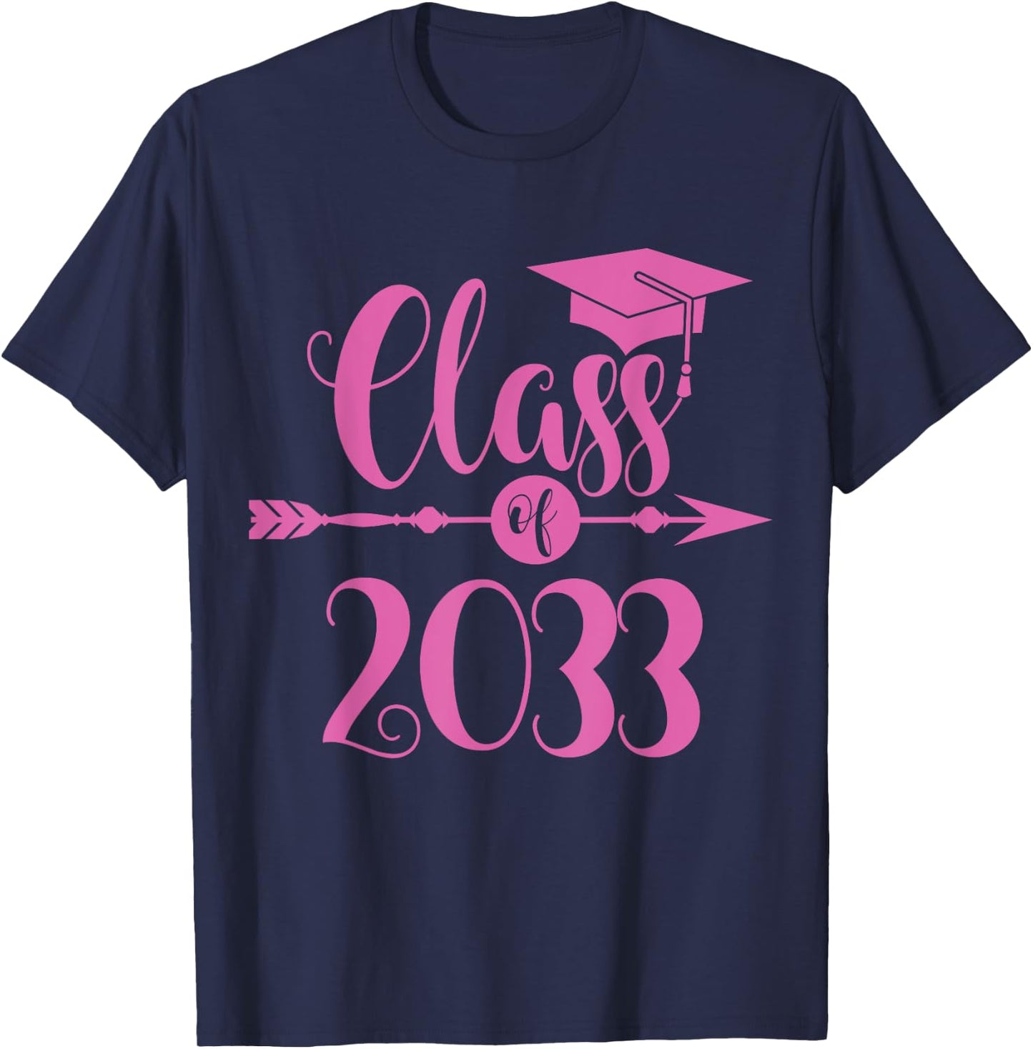 Class of 2033 Grow With Me Kindergarten School Graduate Gift T-Shirt - T-Shirt | Navy