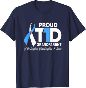 Proud T1D Grandparent Of Granddaughter Diabetes Awareness T-Shirt - T-Shirt | Navy