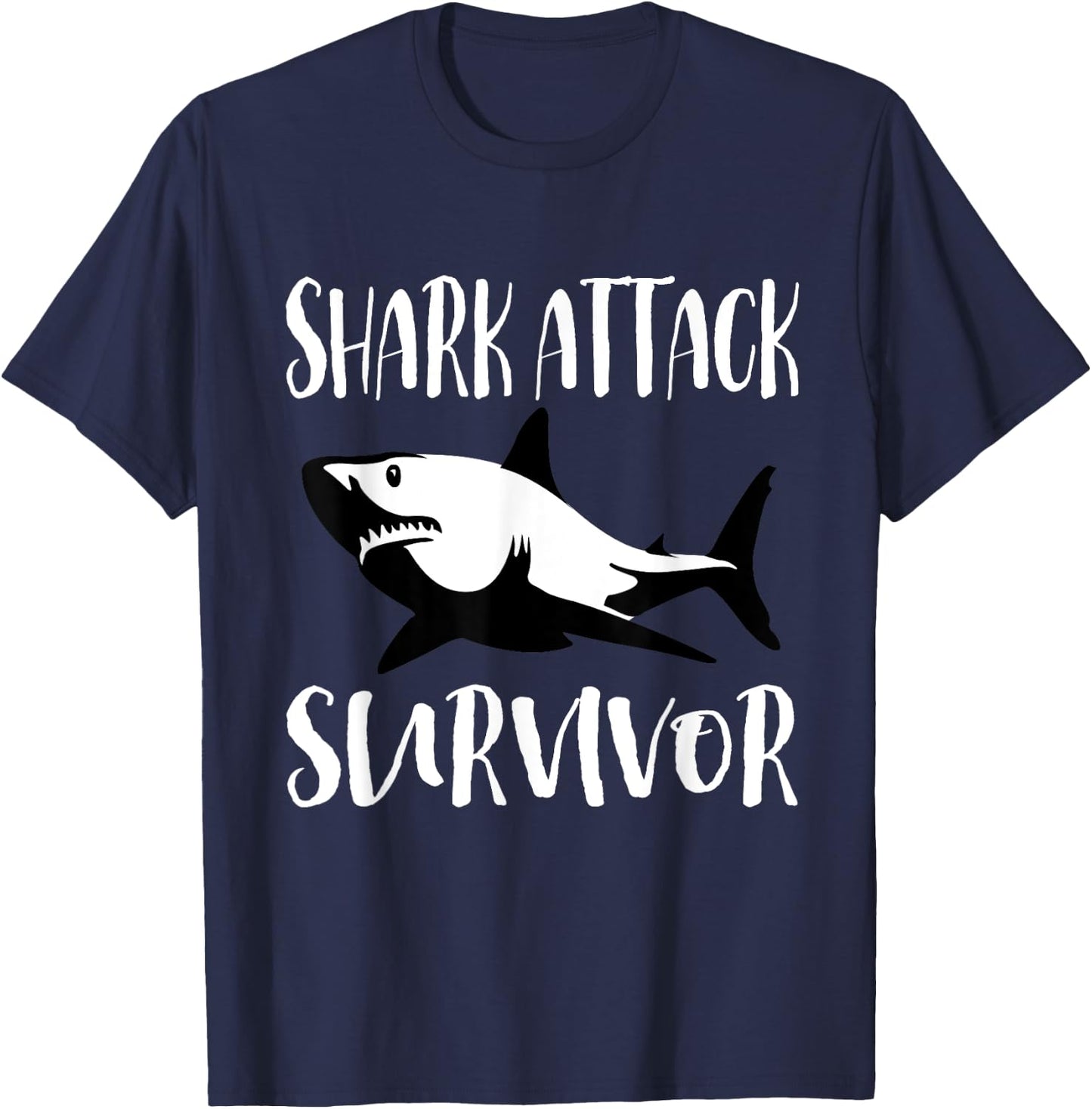 Funny Ocean Shark Attack Survivor design T-Shirt - T-Shirt | Navy