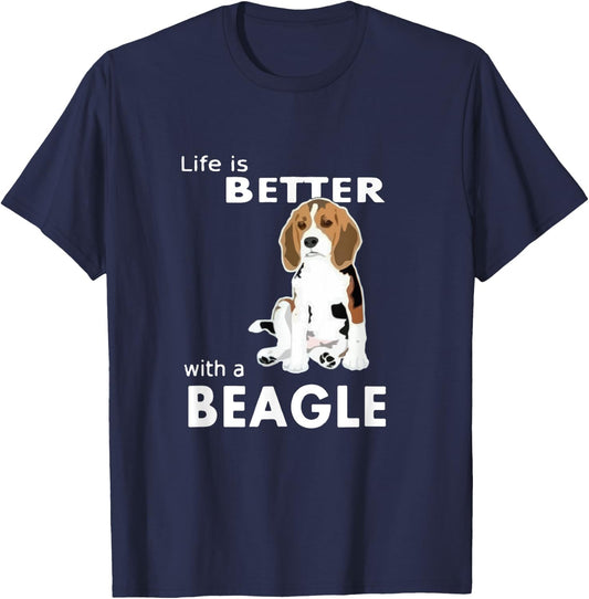 Life is better with a beagle for beagle lovers T-Shirt - T-Shirt | Navy
