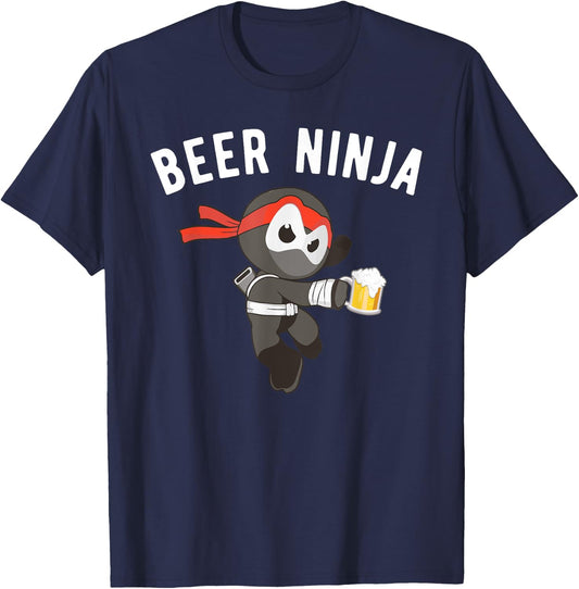 Beer Ninja Shirt, Fun Martial Arts Drinking Gift T-Shirt - T-Shirt | Navy