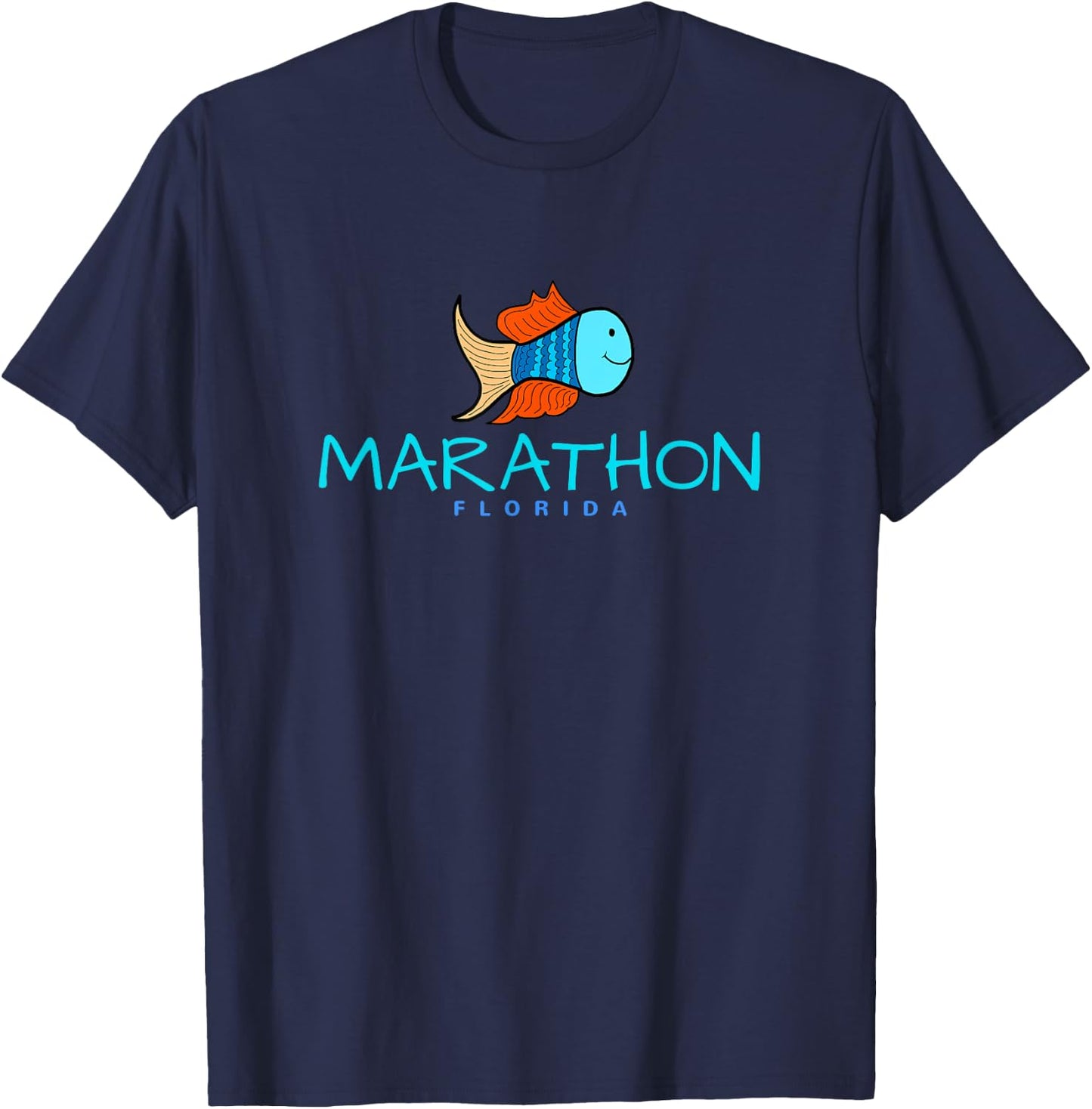 Marathon Florida , Fun Fish Novelty T-Shirt - T-Shirt | Navy
