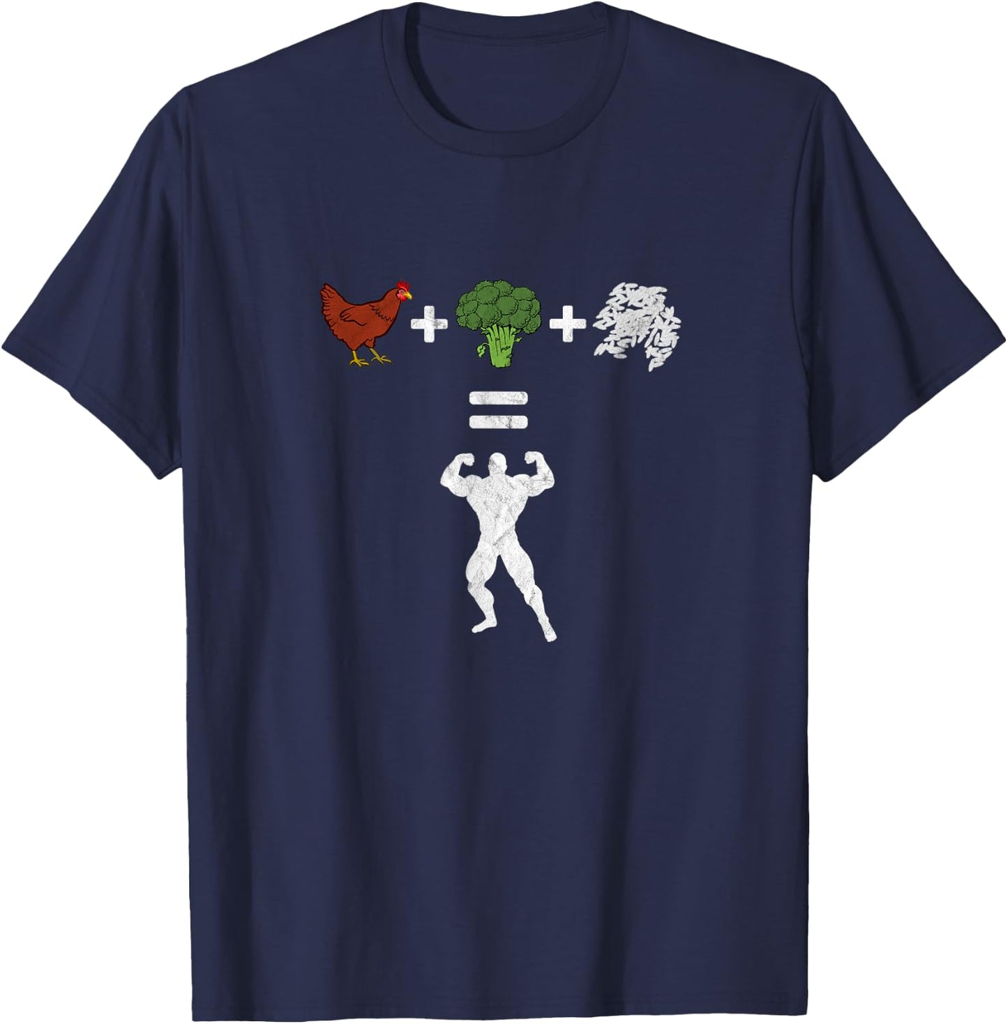 Chicken Broccoli Rice Bodybuilding Diet Funny Sport Workout T-Shirt - T-Shirt | Navy