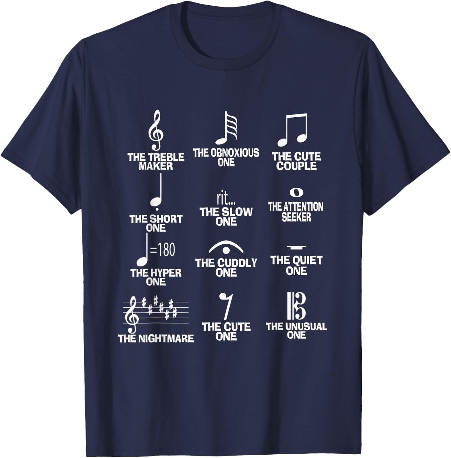 Musical Notes Symbol Definition Humor Funny Christmas Gift Short Sleeve T-Shirt - T-Shirt | Navy