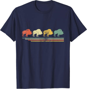 Retro Vintage Bison Lover Animal Gift Father Day T-Shirt - T-Shirt | Navy