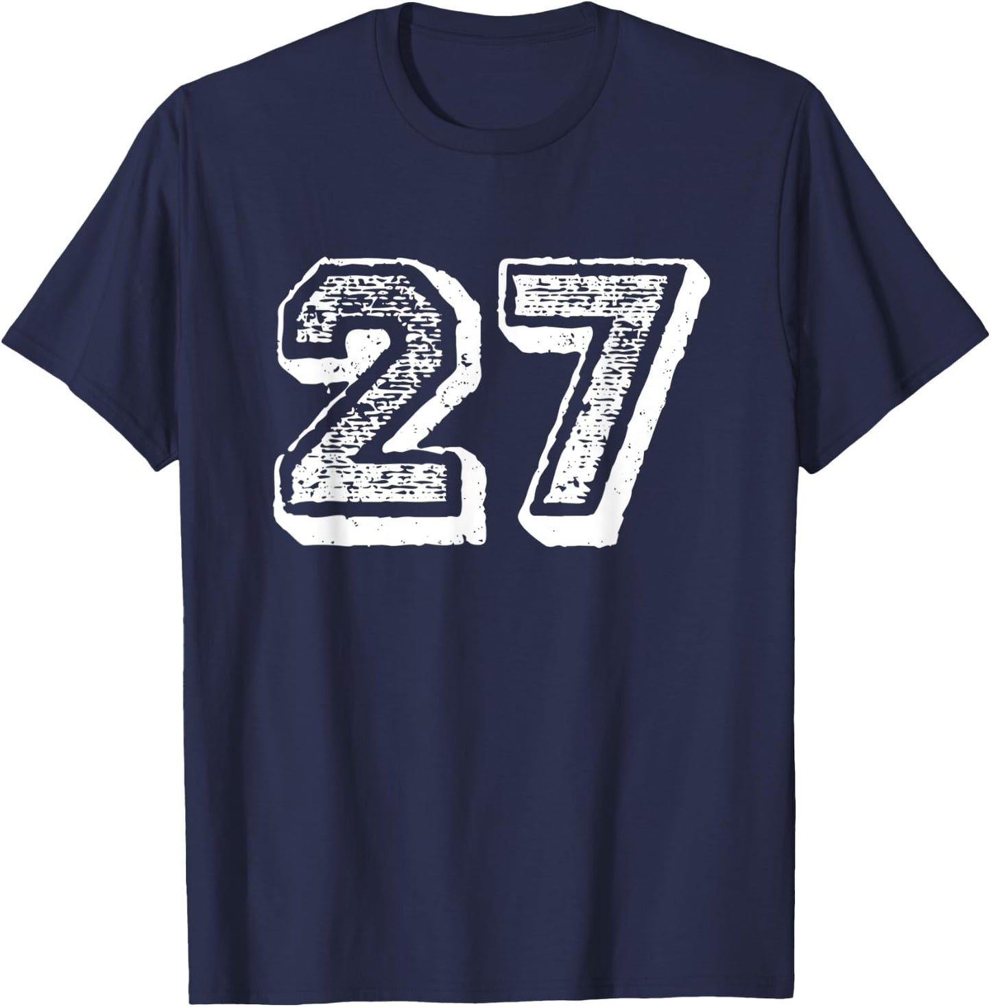 Number 27 Sports Jersey Player #27 Fan Front Print Vintage T-Shirt - T-Shirt | Navy