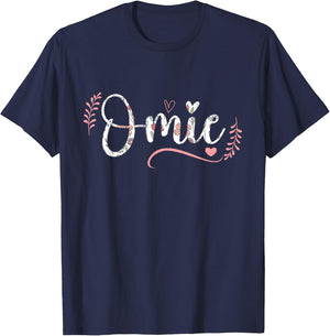 Omie Floral Grandma Christmas Mother's Day Grandparents T-Shirt - T-Shirt | Navy