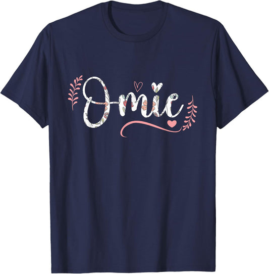 Omie Floral Grandma Christmas Mother's Day Grandparents T-Shirt - T-Shirt | Navy
