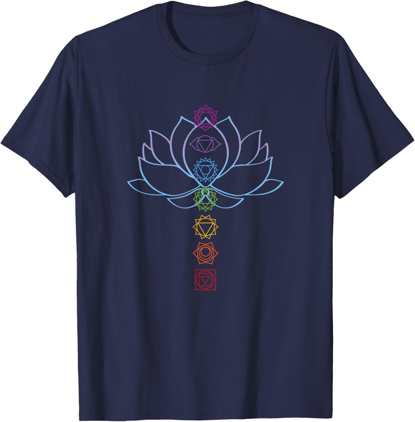 Spiritual Zen Lotus Flower Chakras Aligned Yoga T-Shirt - T-Shirt | Navy