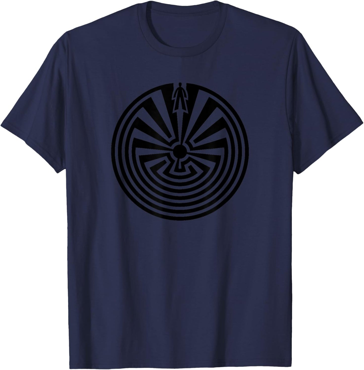 Man in Maze Symbol Journey through Life Indians Spirit Shirt T-Shirt - T-Shirt | Navy