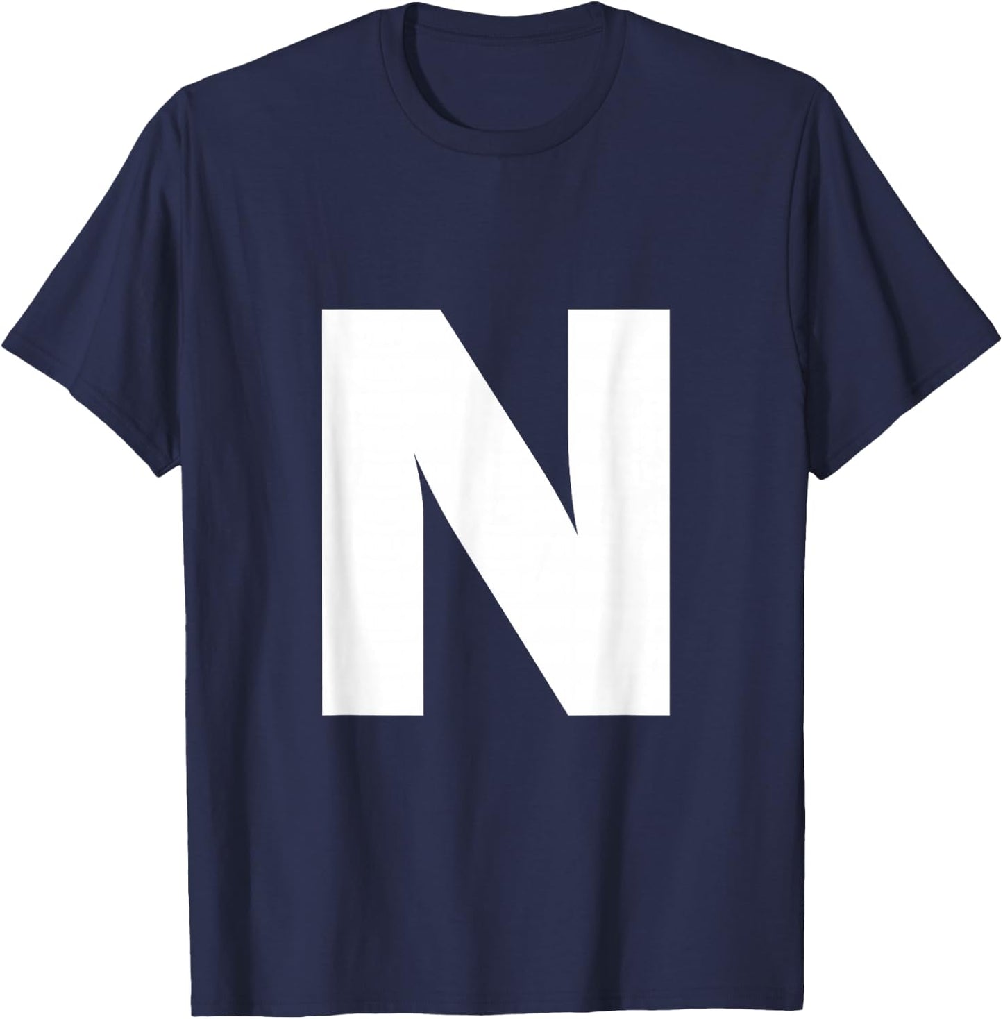Letter N Capital Alphabet Monogram Initial T-Shirt - T-Shirt | Navy
