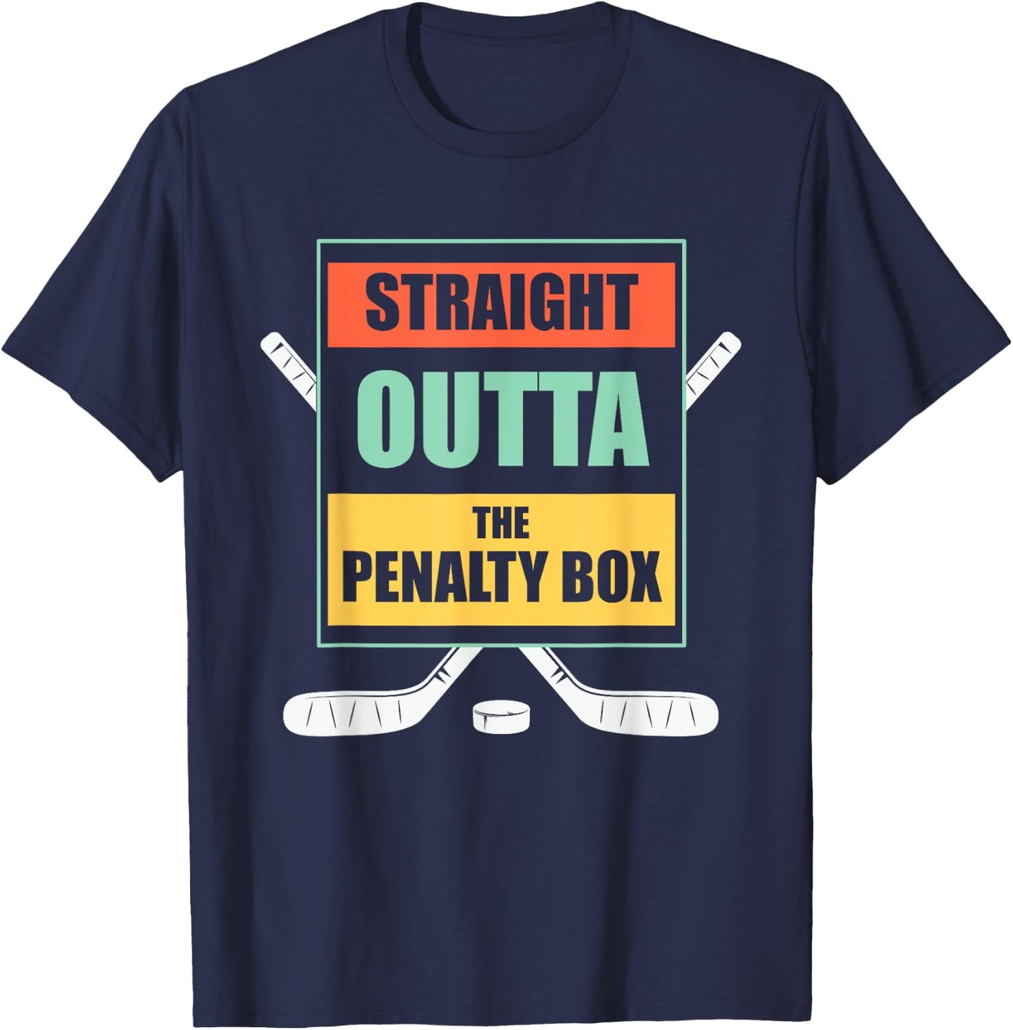 Straight Outta The Penalty Box Kids Boys Girls Ice Hockey T-Shirt - T-Shirt | Navy