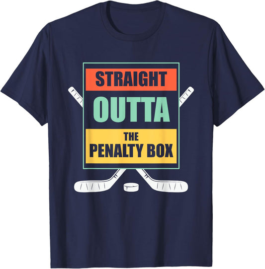 Straight Outta The Penalty Box Kids Boys Girls Ice Hockey T-Shirt - T-Shirt | Navy