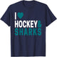 I Love Hockey & Sharks Joke For Hockey Lovers T-Shirt - T-Shirt | Navy