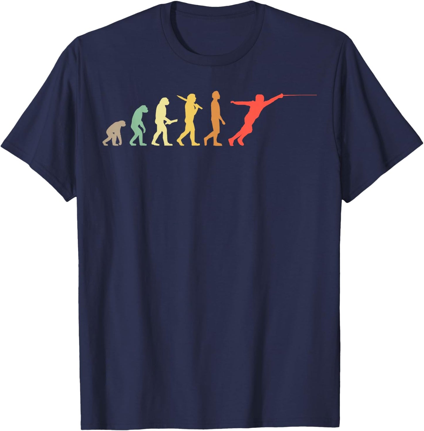 Retro Fencing Evolution Gift Fencers T-Shirt - T-Shirt | Navy