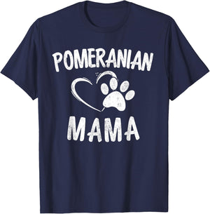 Funny Pomeranian Mama Gift Pet Lover Apparel Dog Pom Mom T-Shirt - T-Shirt | Navy