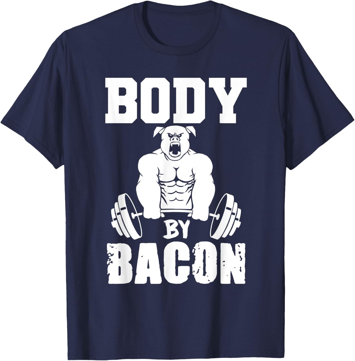 Funny Body By Bacon Gym Lifting T-Shirt - T-Shirt | Navy
