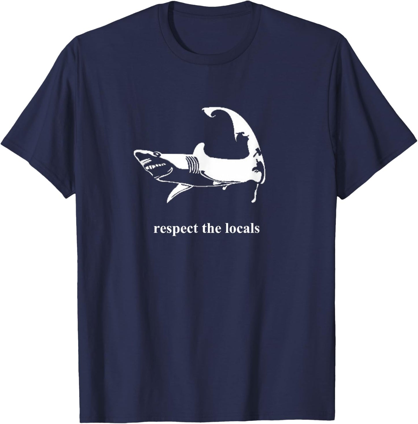 Cape Cod Shark Respect The Locals T-Shirt - T-Shirt | Navy